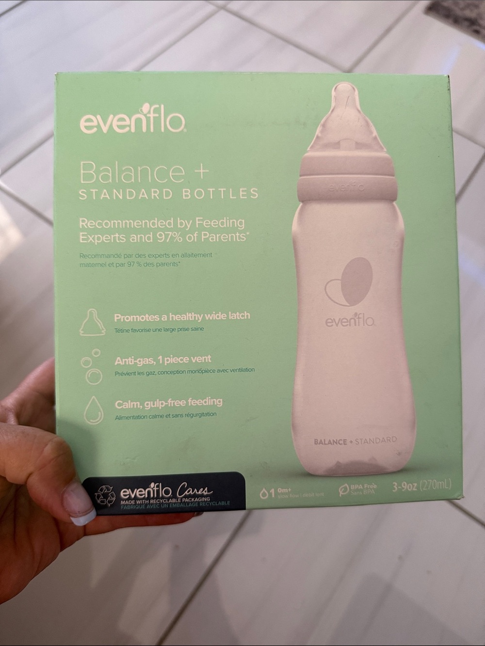 Evenflo Balance+ Standard 3  Bottle - 9 oz new